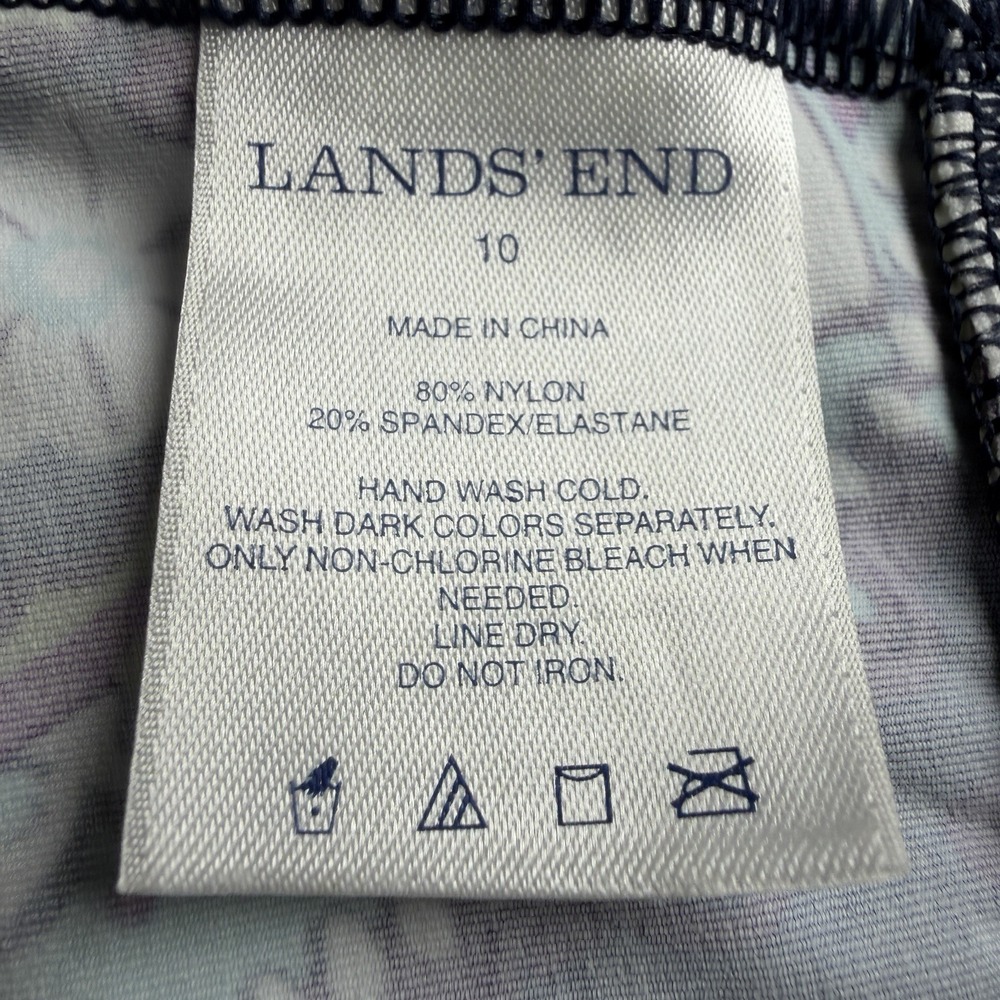 Lands End Womens Halter Tankini Top Padded Paisley Swim Top Size 10 Blue Coastal - Picture 7 of 8